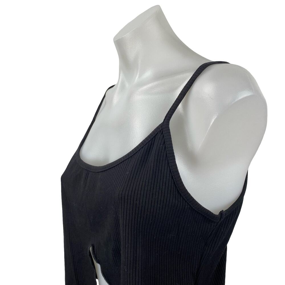 NEW Urban Outfitters Crusada Flyaway Black Split Slip Cami Tank Crop Top Size L - Picture 2 of 6